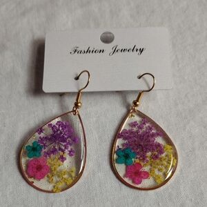 Fashion Jewelry Teardrop Earrings with Floral Accents